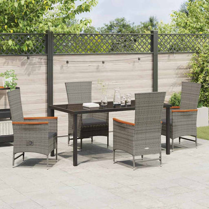 Garden Dining Set with Cushion 5 pcs Grey Poly Rattan