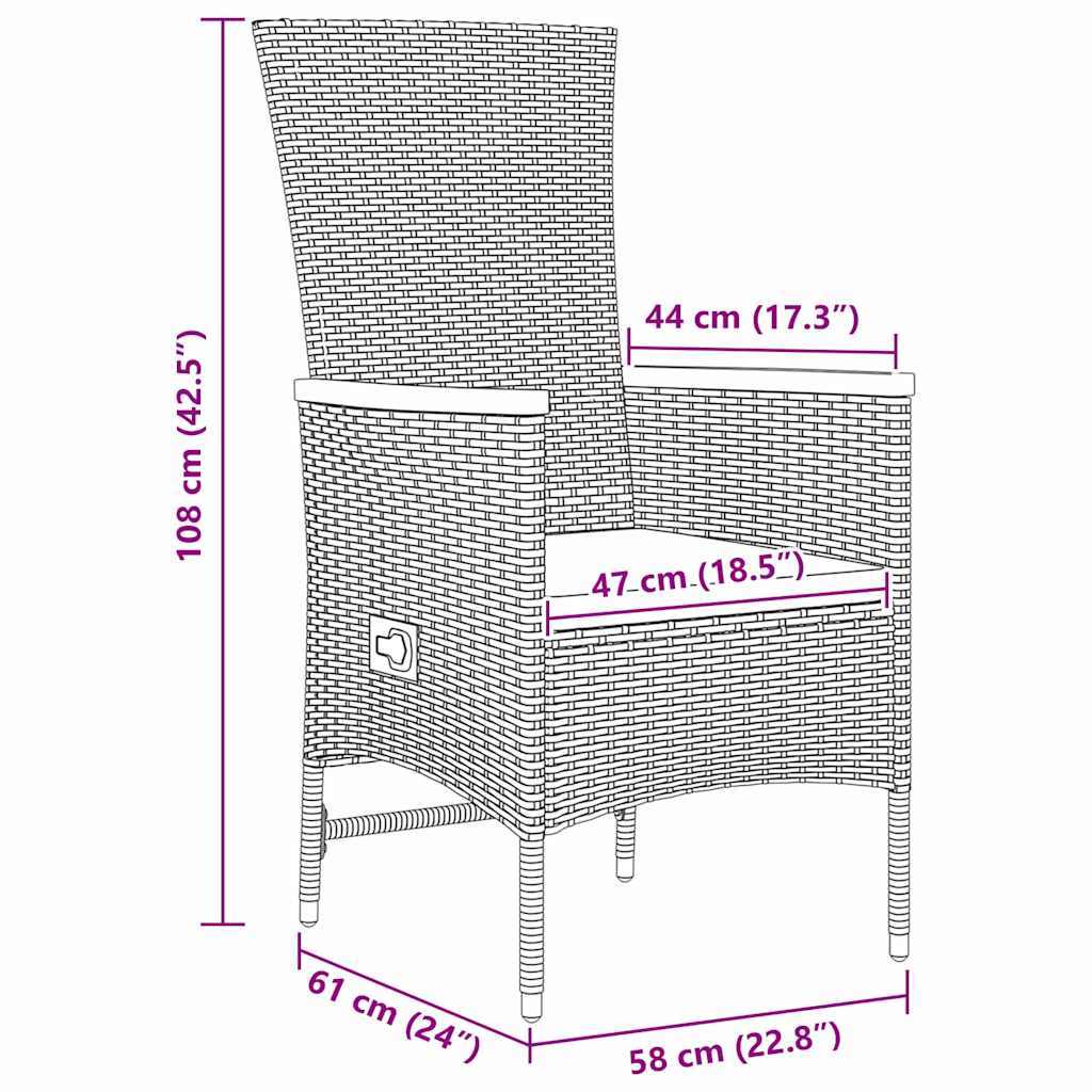 Garden Dining Set with Cushion 5 pcs Grey Poly Rattan
