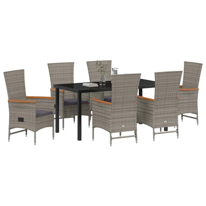 Garden Dining Set with Cushion 7 pcs Grey Poly Rattan