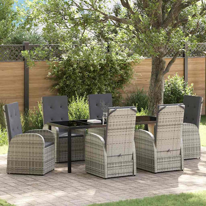 Garden Dining Set 7 pcs Grey Poly Rattan