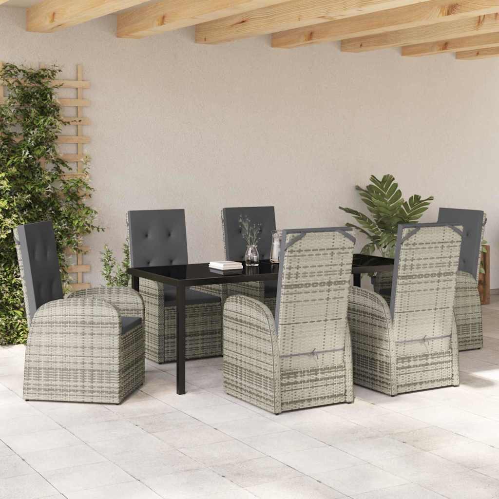 Garden Dining Set 7 pcs Grey Poly Rattan