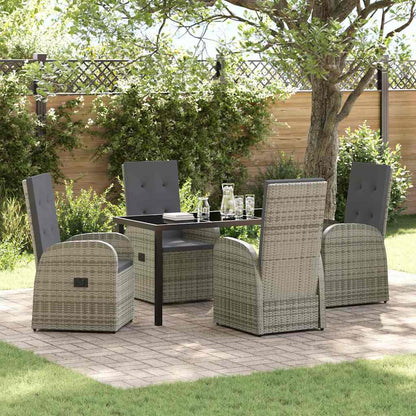 Garden Dining Set with Cushion 5 pcs Grey Poly Rattan