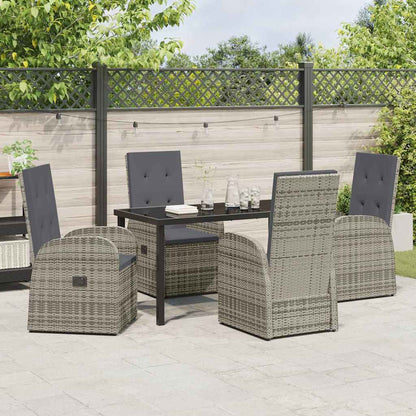 Garden Dining Set with Cushion 5 pcs Grey Poly Rattan