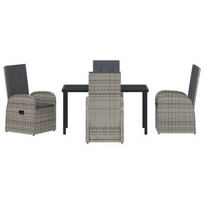 Garden Dining Set with Cushion 5 pcs Grey Poly Rattan