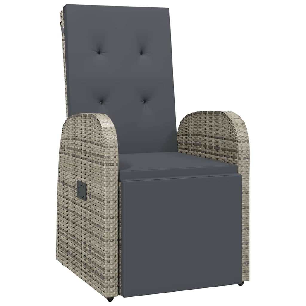 Garden Dining Set with Cushion 7 pcs Grey Poly Rattan