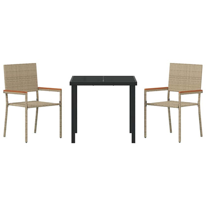 Garden Dining Set with Cushion 3 pcs Beige Poly Rattan