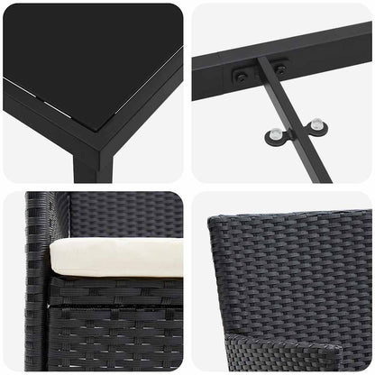 Garden Dining Set 5 pcs Black Poly Rattan