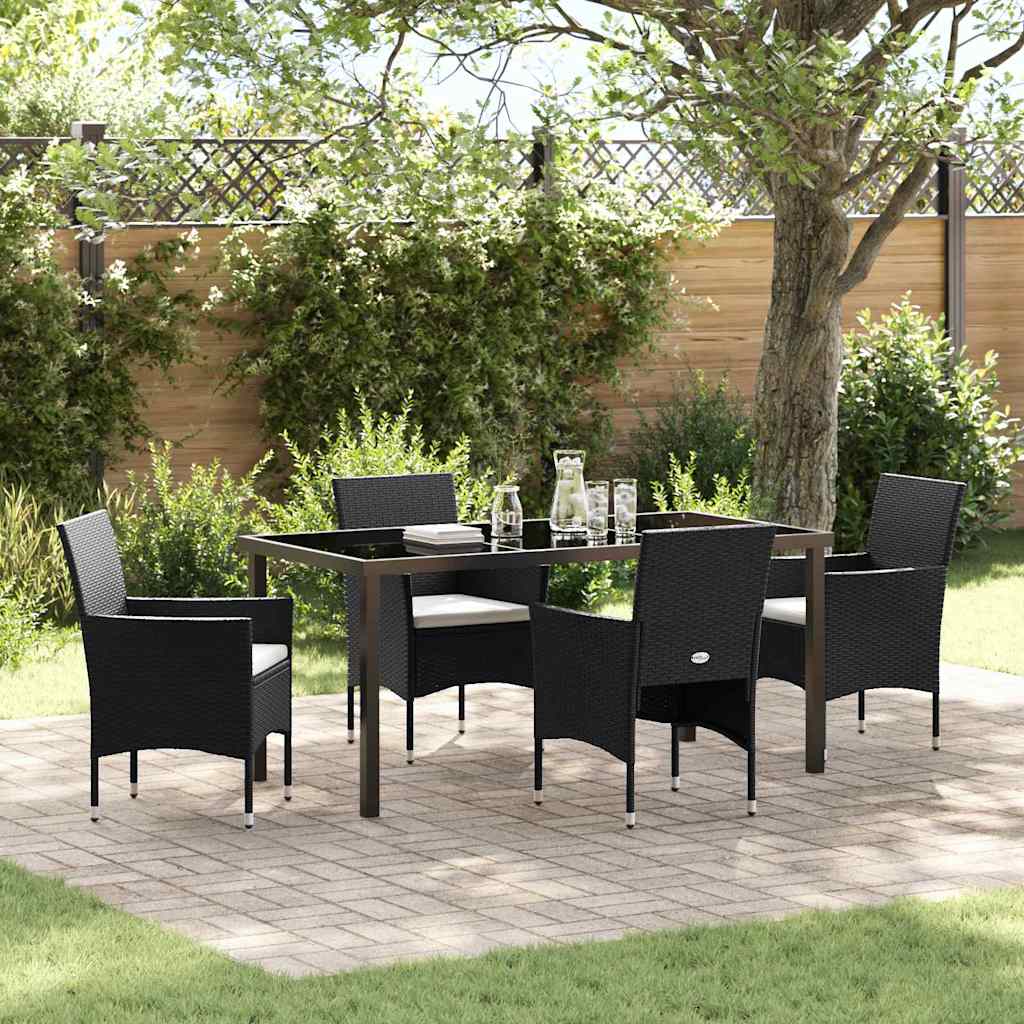 Garden Dining Set 5 pcs Black Poly Rattan
