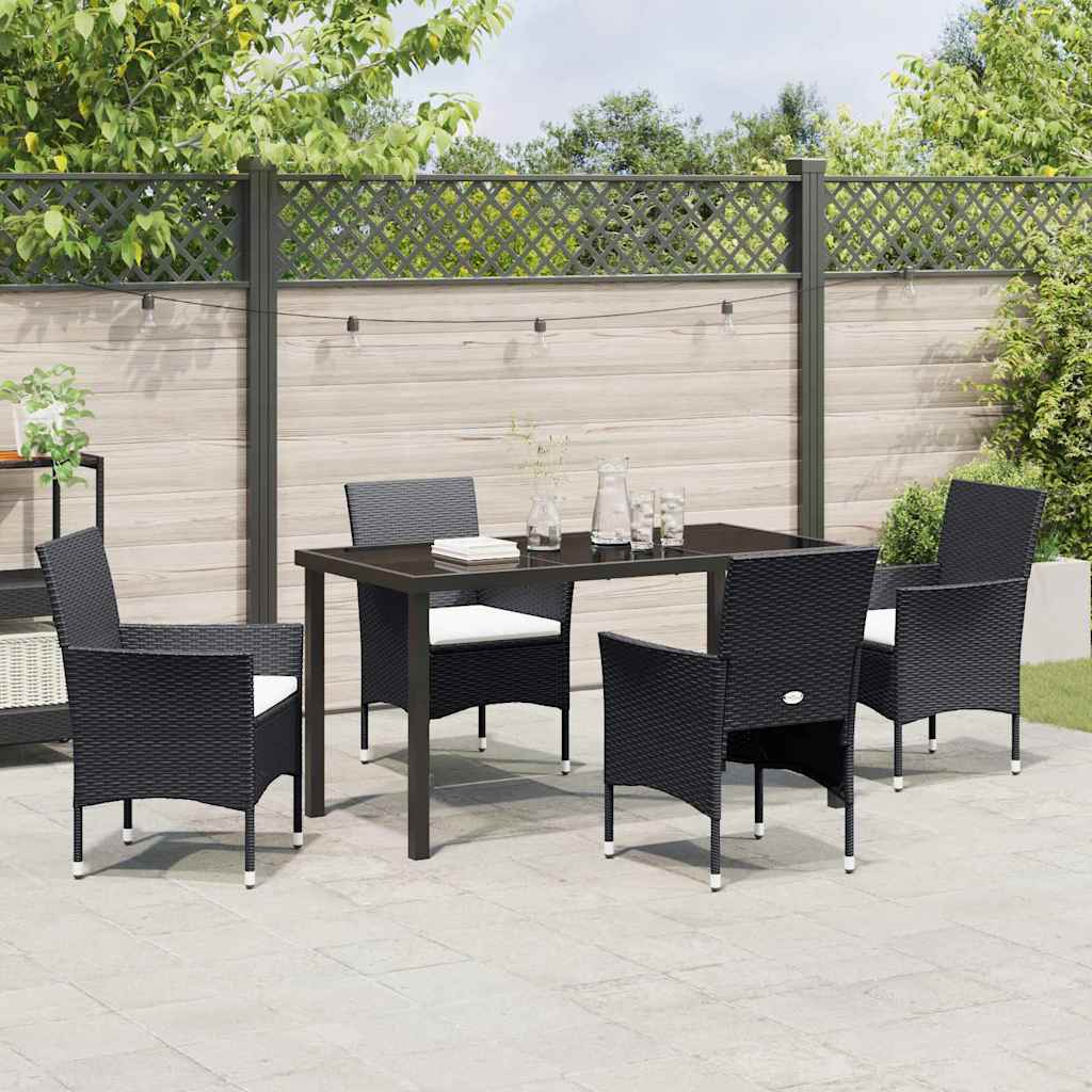 Garden Dining Set 5 pcs Black Poly Rattan