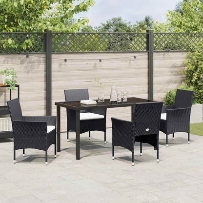 Garden Dining Set 5 pcs Black Poly Rattan