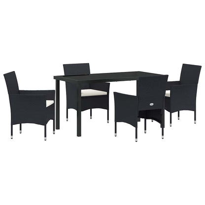 Garden Dining Set 5 pcs Black Poly Rattan