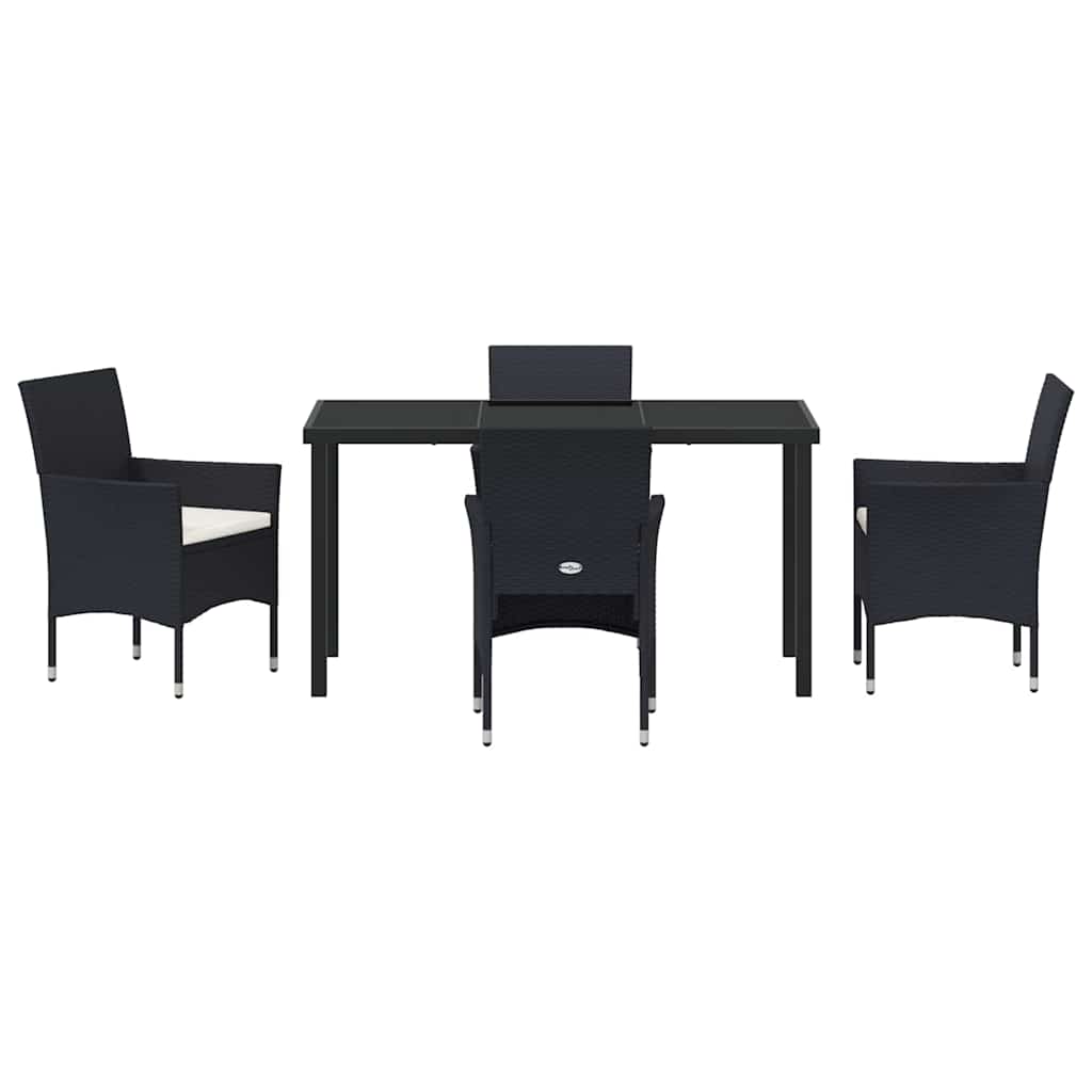 Garden Dining Set 5 pcs Black Poly Rattan