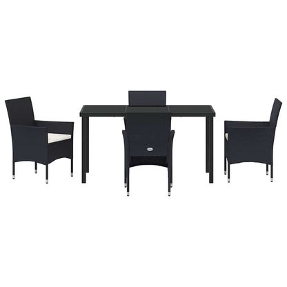 Garden Dining Set 5 pcs Black Poly Rattan