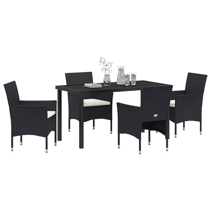 Garden Dining Set 5 pcs Black Poly Rattan