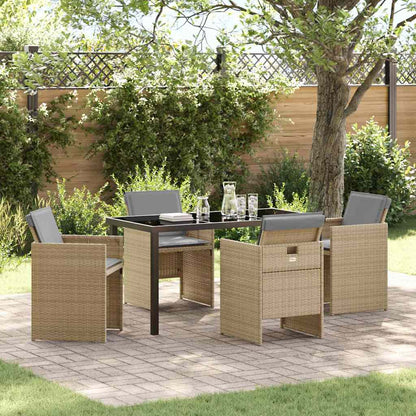 Garden Dining Set 5 pcs Beige Poly Rattan