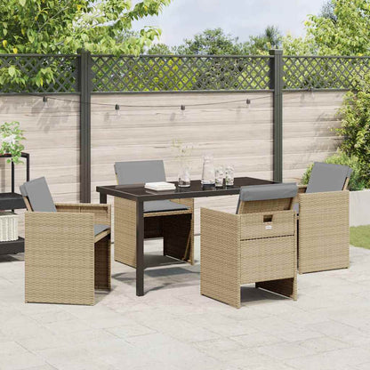 Garden Dining Set 5 pcs Beige Poly Rattan