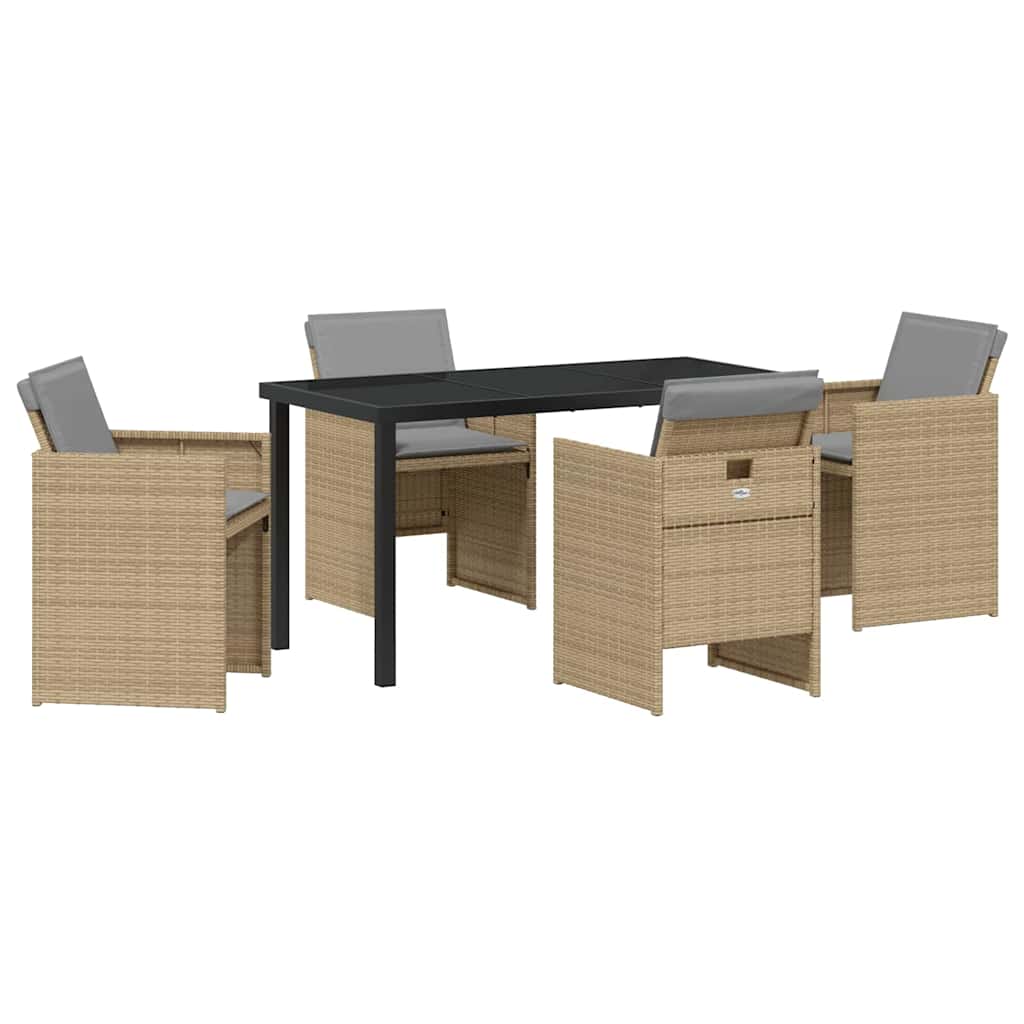 Garden Dining Set 5 pcs Beige Poly Rattan