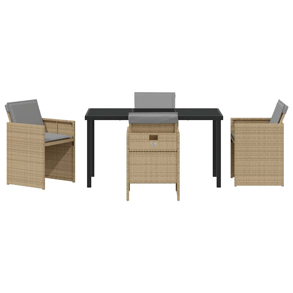 Garden Dining Set 5 pcs Beige Poly Rattan