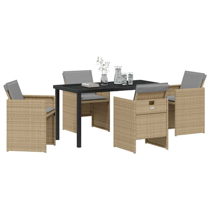 Garden Dining Set 5 pcs Beige Poly Rattan