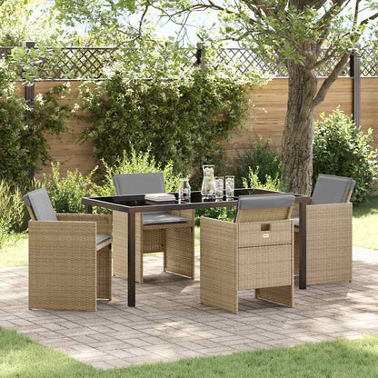 Garden Dining Set 5 pcs Beige Poly Rattan