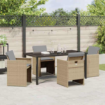 Garden Dining Set 5 pcs Beige Poly Rattan