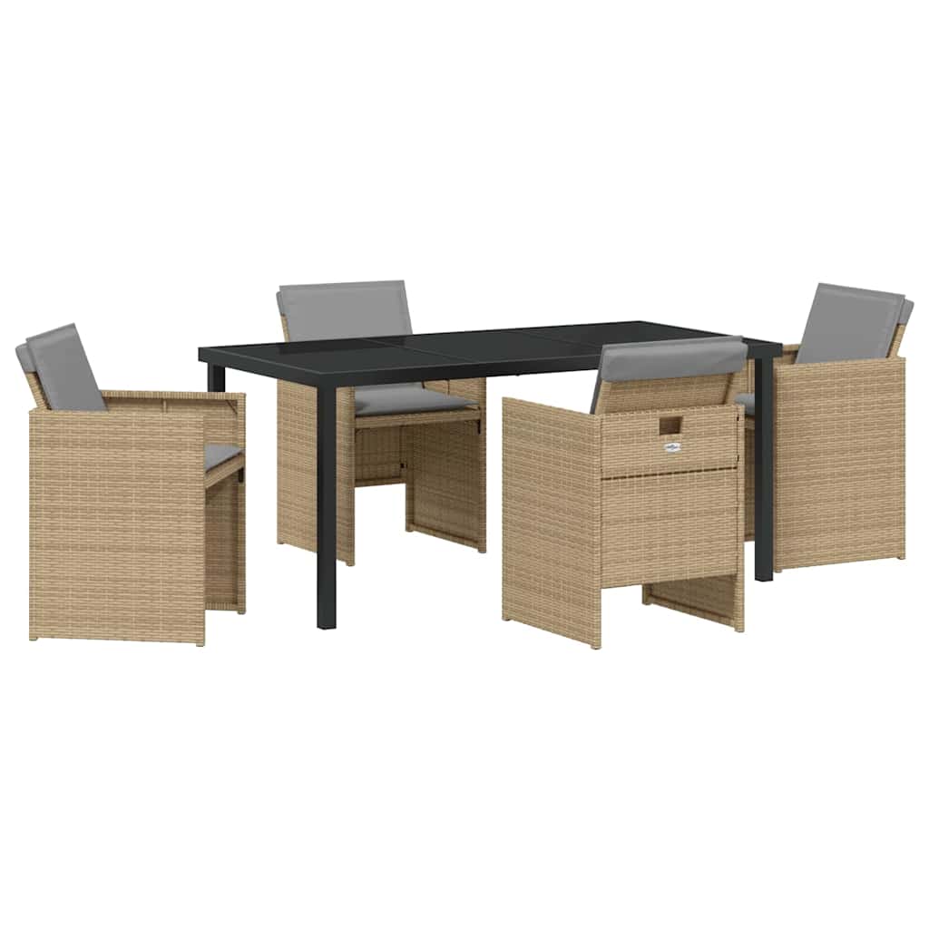 Garden Dining Set 5 pcs Beige Poly Rattan