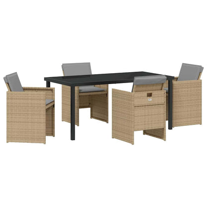 Garden Dining Set 5 pcs Beige Poly Rattan