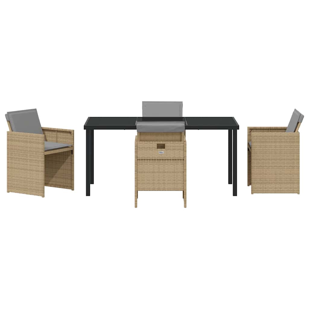 Garden Dining Set 5 pcs Beige Poly Rattan