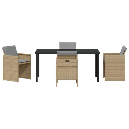Garden Dining Set 5 pcs Beige Poly Rattan