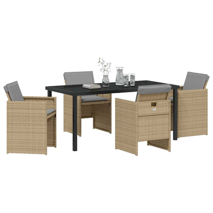 Garden Dining Set 5 pcs Beige Poly Rattan