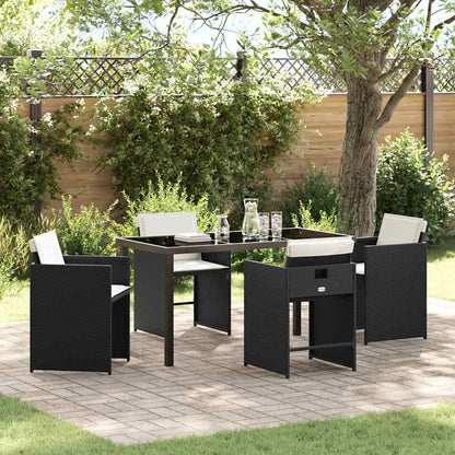 Garden Dining Set 5 pcs Black Poly Rattan