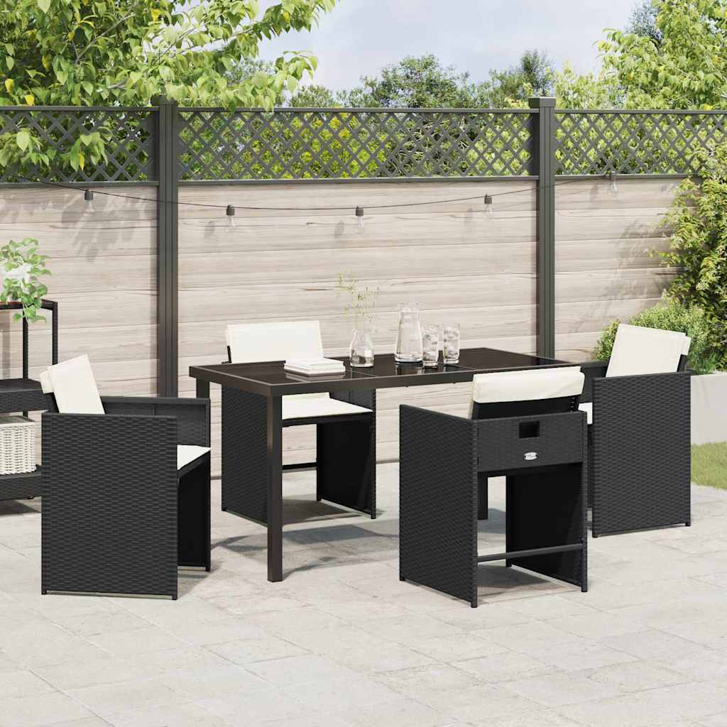 Garden Dining Set 5 pcs Black Poly Rattan