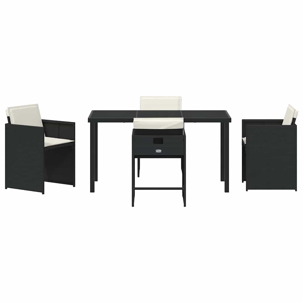 Garden Dining Set 5 pcs Black Poly Rattan