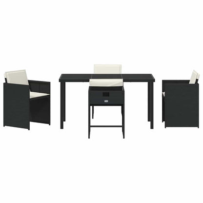 Garden Dining Set 5 pcs Black Poly Rattan