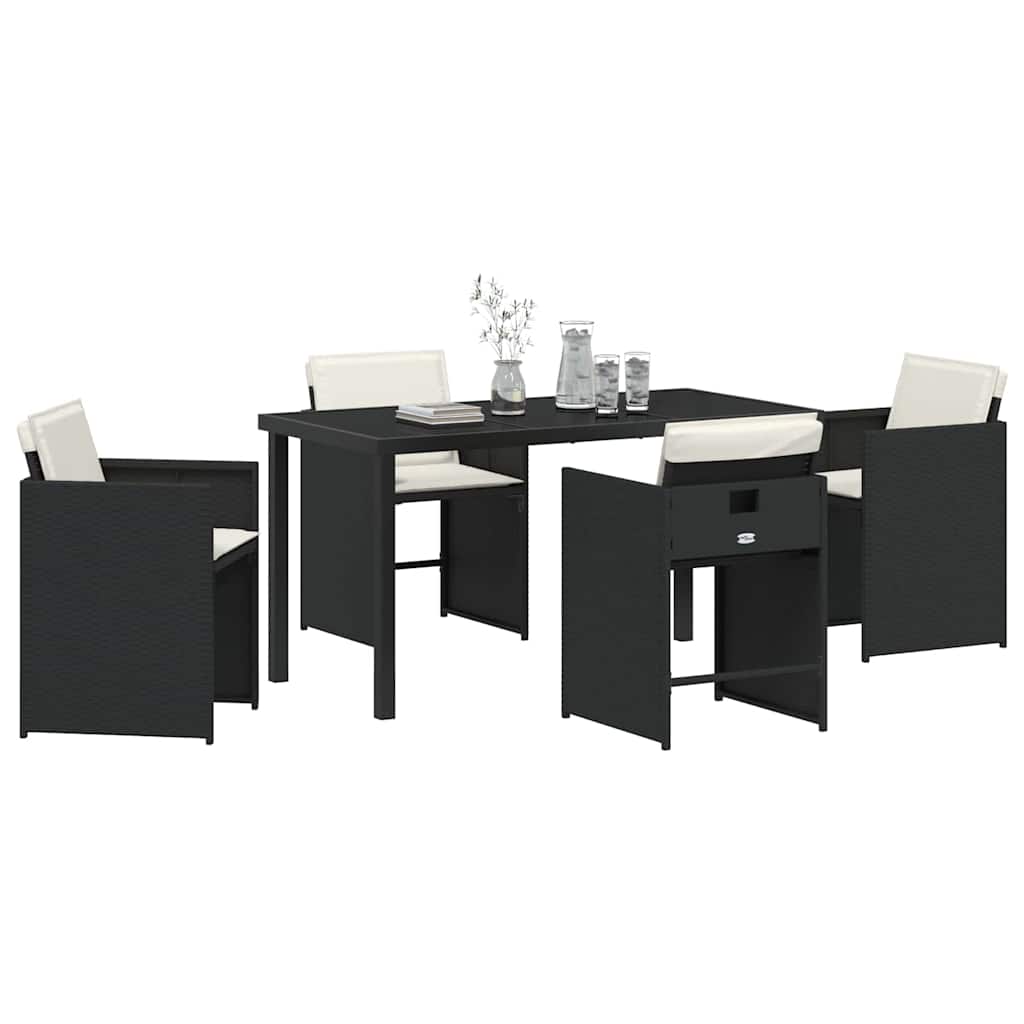 Garden Dining Set 5 pcs Black Poly Rattan