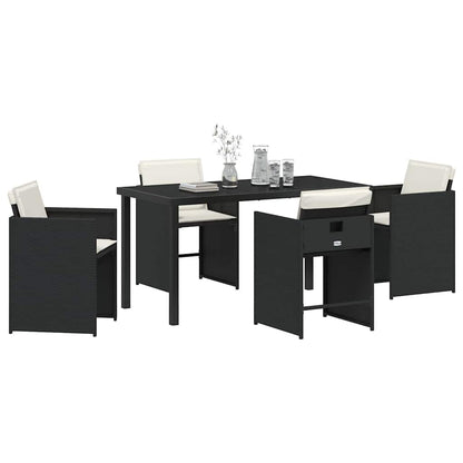 Garden Dining Set 5 pcs Black Poly Rattan