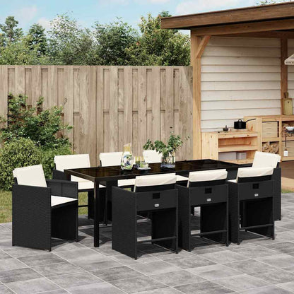 Garden Dining Set 9 pcs Black Poly Rattan