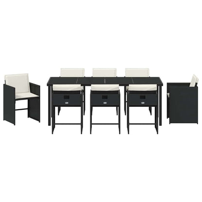 Garden Dining Set 9 pcs Black Poly Rattan