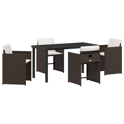 Garden Dining Set 5 pcs Brown Poly Rattan