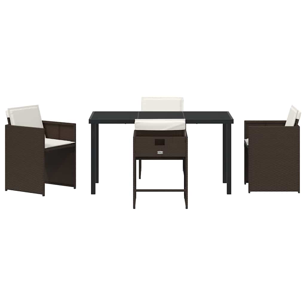 Garden Dining Set 5 pcs Brown Poly Rattan