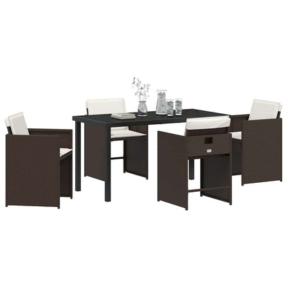 Garden Dining Set 5 pcs Brown Poly Rattan