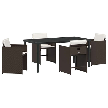 Garden Dining Set 5 pcs Brown Poly Rattan