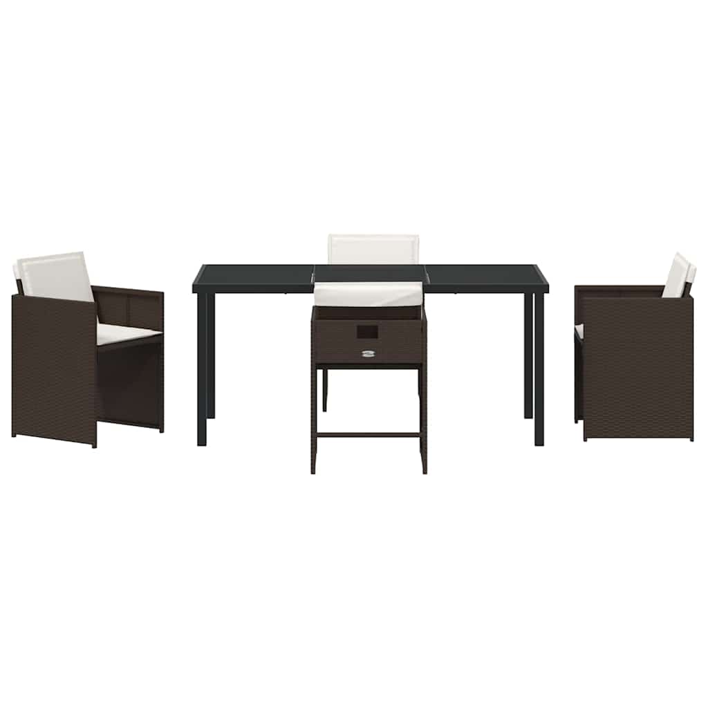Garden Dining Set 5 pcs Brown Poly Rattan