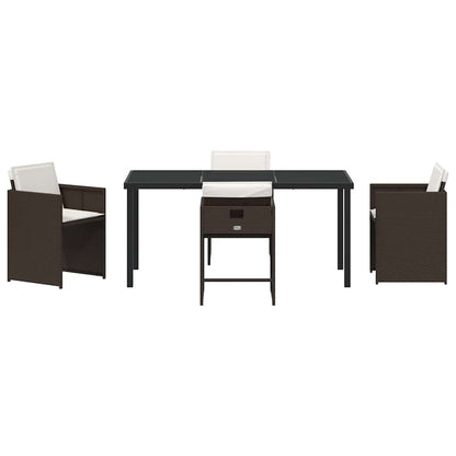 Garden Dining Set 5 pcs Brown Poly Rattan