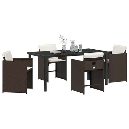 Garden Dining Set 5 pcs Brown Poly Rattan