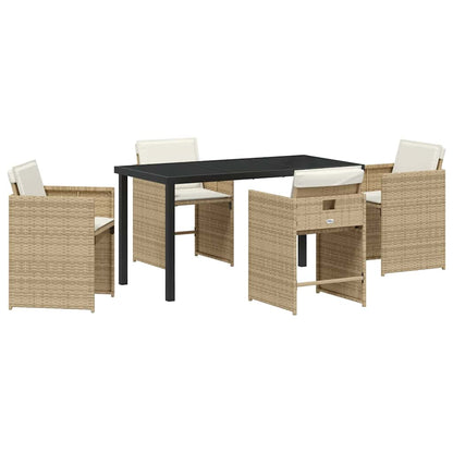 Garden Dining Set 5 pcs Beige Poly Rattan