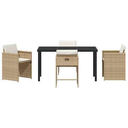Garden Dining Set 5 pcs Beige Poly Rattan