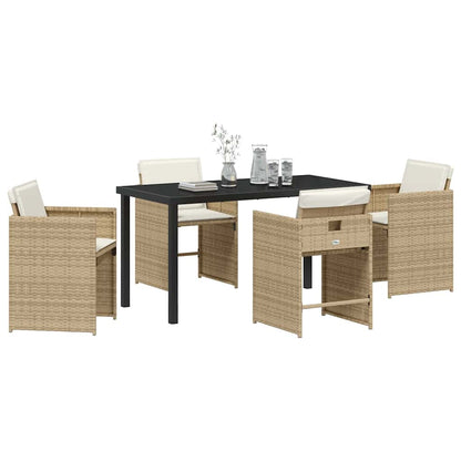 Garden Dining Set 5 pcs Beige Poly Rattan