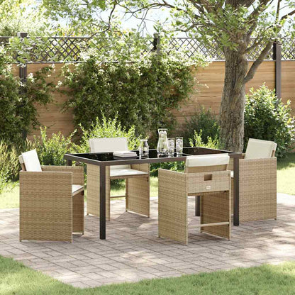 Garden Dining Set 5 pcs Beige Poly Rattan