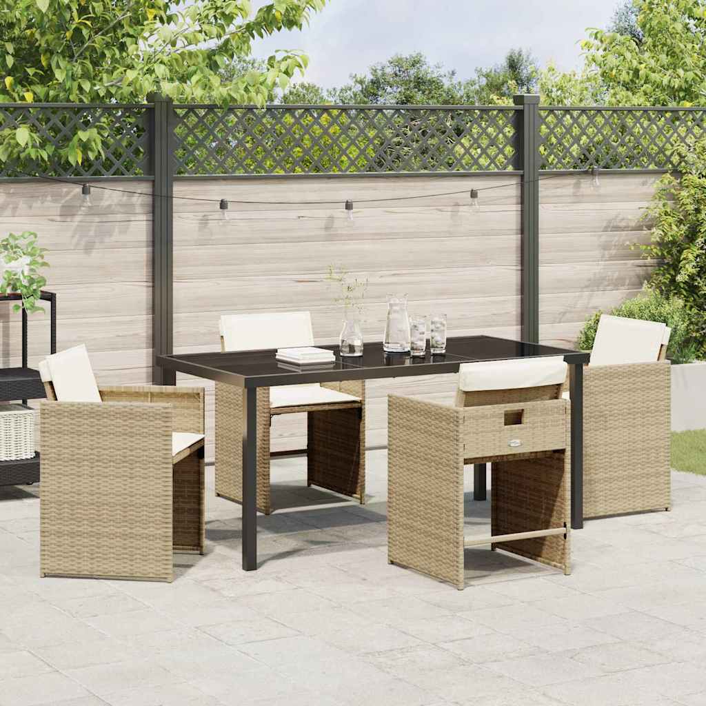 Garden Dining Set 5 pcs Beige Poly Rattan